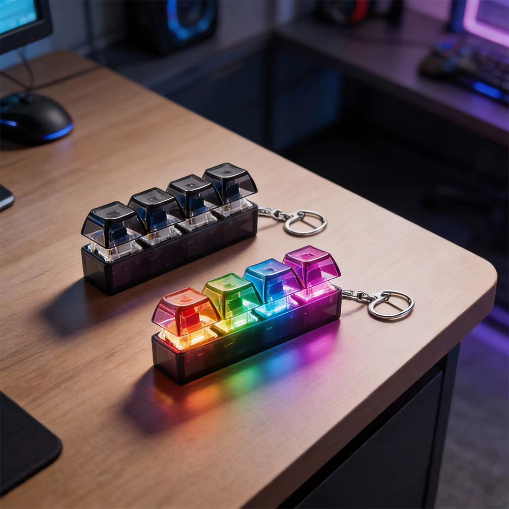RGB Mini Mechanical Keyboard Fidget Clicker – Stress Relief Keychain