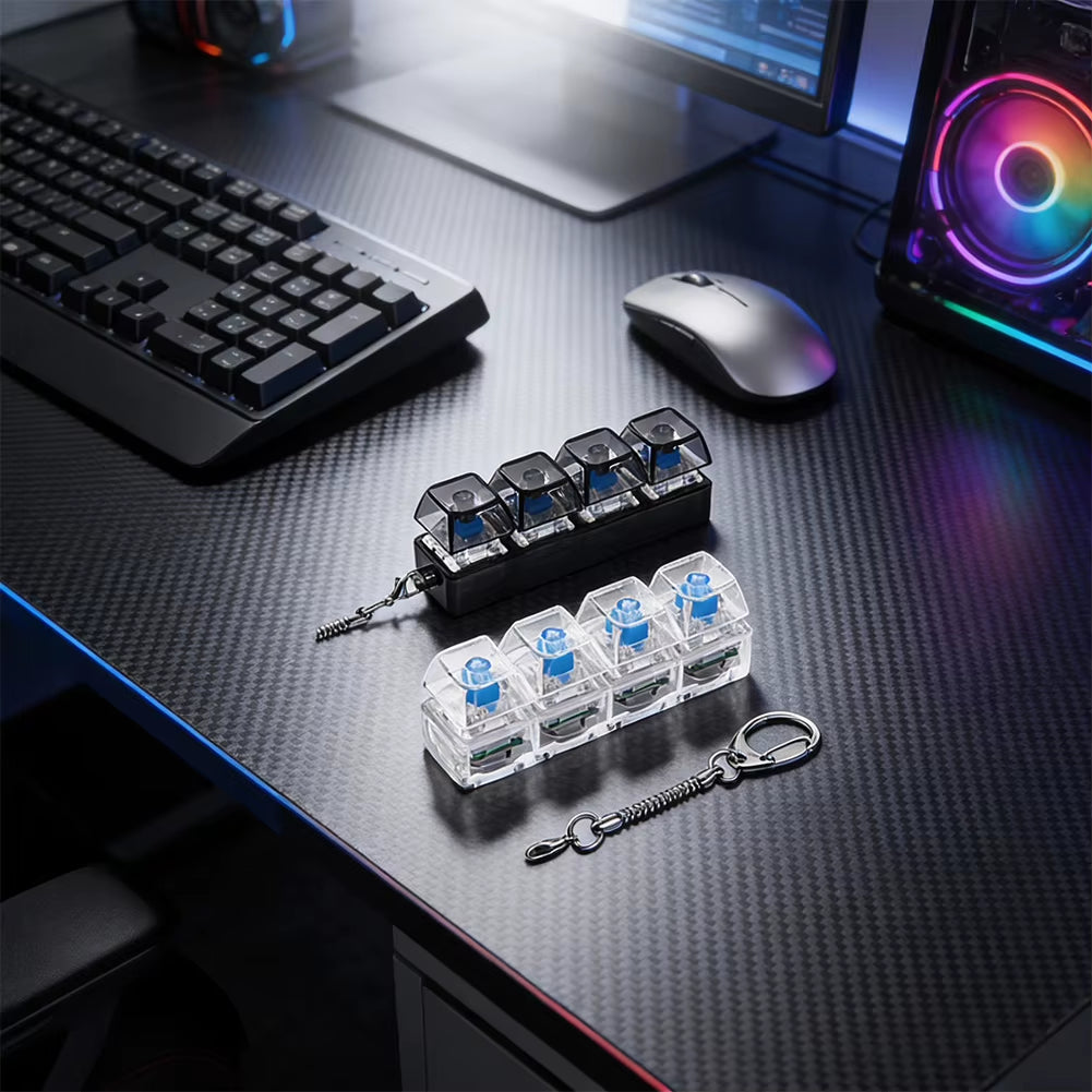 RGB Mini Mechanical Keyboard Fidget Clicker – Stress Relief Keychain