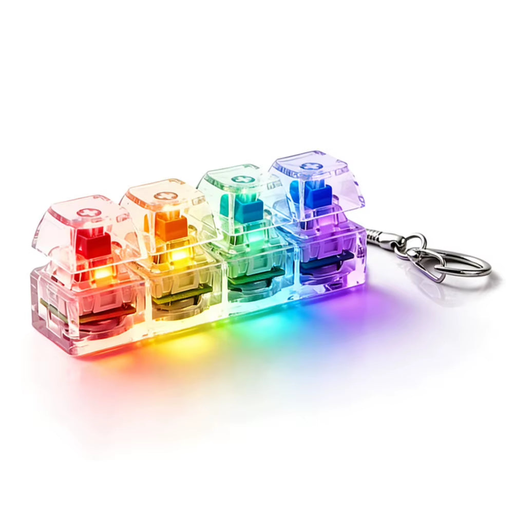 RGB Mini Mechanical Keyboard Fidget Clicker – Stress Relief Keychain